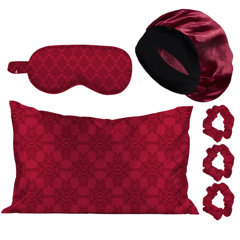 Silky Satin Cozy Comfortable Sleep Set with Silky Satin Head Scarf Hair Wrap Cap Hat Headband
