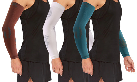 Cooling Recovery And Support UV Protection Elbow Arm Sleeves Set (3-Pack)