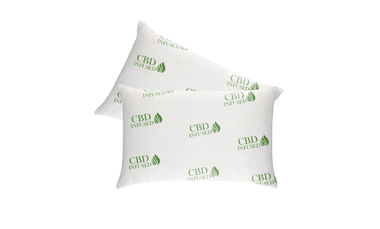 2-Pack: CBD Infused Medium Support Memory Foam Pillows Designed for Back and Side Sleepers