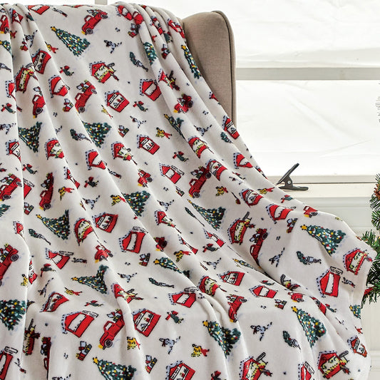 Holiday and Christmas Micro Plush Throw Blanket – Soft 50" x 60" Cozy Blanket for Couch, Bed, or Living Room – Lightweight, Warm, All-Season Comfort, Machine Washable