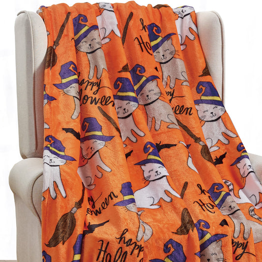 Ultra Soft Micro Plush Halloween Themed 50" x 60" Throw Blanket –  Cozy Blanket for Couch, Bed, or Living Room – Lightweight, Warm, All-Season Comfort, Machine Washable