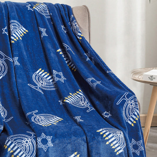 Ultra Soft Hanukkah Micro Plush Throw Blanket – 50" x 60" Cozy Lightweight Blanket for Couch, Bed, or Travel – Warm, Durable, Machine Washable Holiday Décor Gift
