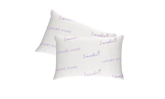 2-Pack: Soothing Lavender Infused Zen Memory Foam Cooling Pillows with Neck, Shoulder and Back Support - Relaxing for Side, Back, Stomach Sleepers