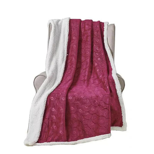 Ultra Soft 50" x 60" Louvre Embossed Sherpa Plush Throw Blanket – Lightweight, Warm, All-Season Comfort for Couch, Bed, or Travel – Machine Washable