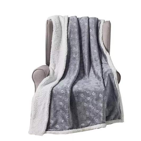Ultra Soft 50" x 60" Louvre Embossed Sherpa Plush Throw Blanket – Lightweight, Warm, All-Season Comfort for Couch, Bed, or Travel – Machine Washable