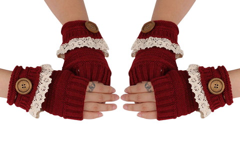 Trendy Warm Fingerless Mitten Glove Set