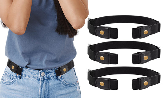 3-Pack: Buckle Free Adjustable Stretch Belts For Jeans And Pants For Men And Women.
