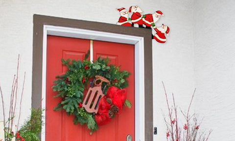 Christmas Door Hanger Decorations Rustic Sign Santa for Front Door Farmhouse Stairs Window Wall Indoor Outdoor Decor