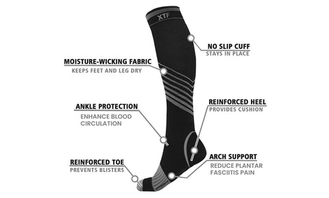 6-Pairs: Copper-Infused Knee-High Compression Socks