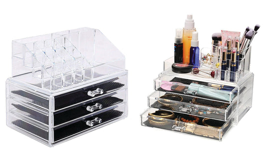 Acrylic Cosmetic Makeup Storage Or Jewelry Organizer With 3 Drawers
