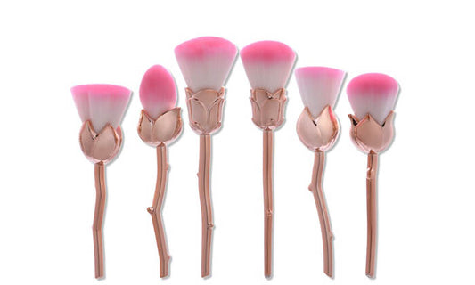 6-Piece Set: Floral  Makeup Brush Set Premium Synthetic Powder Foundation Contour Blush Brushes