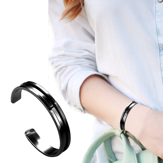 Women Stainless Steel Hair Tie Bracelet Holder Groove Ponytail Holder Bracelets