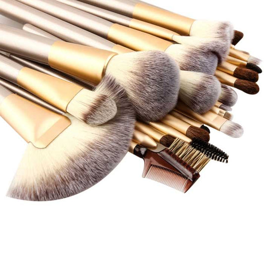 Professional Champagne Gold  Makeup Brush Set (12, 18 or 24-Piece)