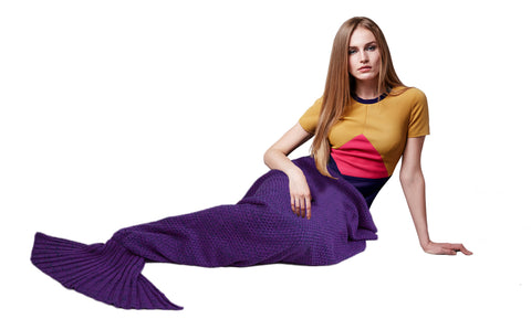 Knitted Wool Mermaid Tail Blanket for Kids and Adults