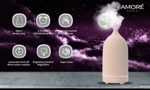 Pink Ceramic Ultrasonic Aromatherapy Essential Oil Diffuser