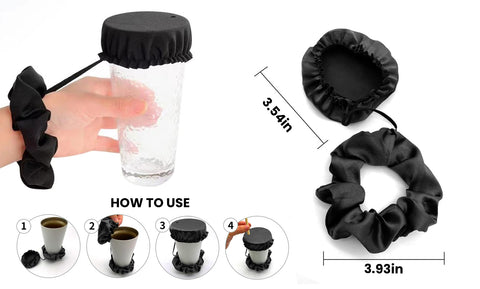 Reusable anti-spike Scrunchie Drink Mug Glass Cover Cap Headband with Straw Hole for Covering Drinks Party ,Club, Disco