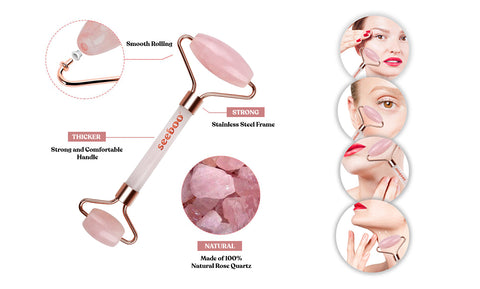 Anti Aging Rose Quartz And Gua Sha Set For Face, Eye, Neck - Body Muscle Relaxing Relieve Wrinkles