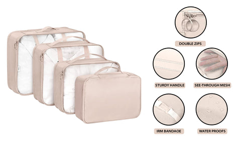 8-Pack: Lightweight Compact Organizing Packing Cubes for Suitcases Travel Essential with Toiletries Bag for Clothes Shoes Cosmetics Toiletries