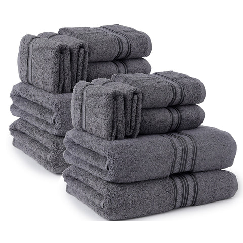 12-Piece Premium Cotton Towel Set – Ultra Soft & Absorbent Bathroom Towels | 4 Bath (30x54), 4 Hand (16x30), 4 Washcloths (13x13)