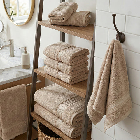 12-Piece Premium Cotton Towel Set – Ultra Soft & Absorbent Bathroom Towels | 4 Bath (30x54), 4 Hand (16x30), 4 Washcloths (13x13)