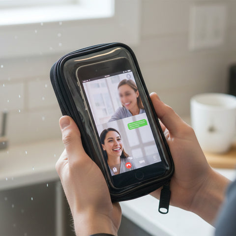 Touch Sensitive Smartphone Speaker Carry Pouch Case – Portable Wired Stereo Speaker with 3.5mm AUX – Protective Sound-Boost Pouch for iPhone, Samsung Galaxy & Most Smartphones (Black)