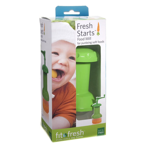 Baby Food Mill with 1-Cup Reusable Container, Prepare Puree Baby Food On-the-Go