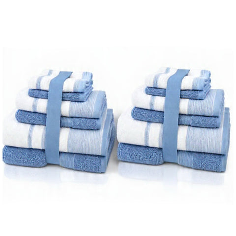 Two-Tone Zero-Twist 100% Cotton 12-Piece Bathroom Towel Set Soft, Absorbent & Quick-Drying Bath Towels | Available in Multiple Colors