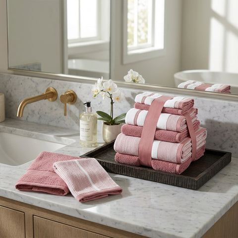 Two-Tone Zero-Twist 100% Cotton 12-Piece Bathroom Towel Set Soft, Absorbent & Quick-Drying Bath Towels | Available in Multiple Colors