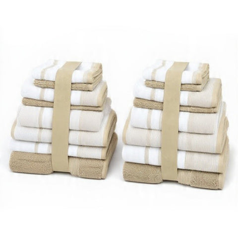 Two-Tone Zero-Twist 100% Cotton 12-Piece Bathroom Towel Set Soft, Absorbent & Quick-Drying Bath Towels | Available in Multiple Colors