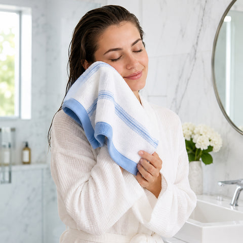 Two-Tone Zero-Twist 100% Cotton 6-Piece Bathroom Towel Set Soft, Absorbent & Quick-Drying Bath Towels | Available in Multiple Colors