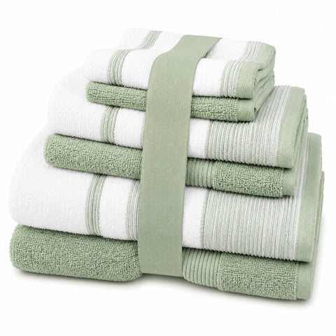 Two-Tone Zero-Twist 100% Cotton 6-Piece Bathroom Towel Set Soft, Absorbent & Quick-Drying Bath Towels | Available in Multiple Colors