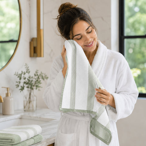 Two-Tone Zero-Twist 100% Cotton 6-Piece Bathroom Towel Set Soft, Absorbent & Quick-Drying Bath Towels | Available in Multiple Colors