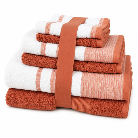 Two-Tone Zero-Twist 100% Cotton 6-Piece Bathroom Towel Set Soft, Absorbent & Quick-Drying Bath Towels | Available in Multiple Colors