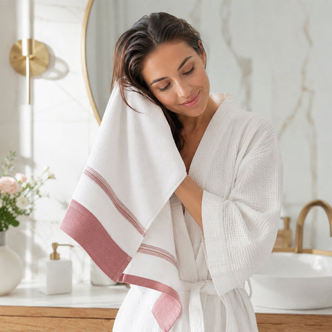 Two-Tone Zero-Twist 100% Cotton 6-Piece Bathroom Towel Set Soft, Absorbent & Quick-Drying Bath Towels | Available in Multiple Colors