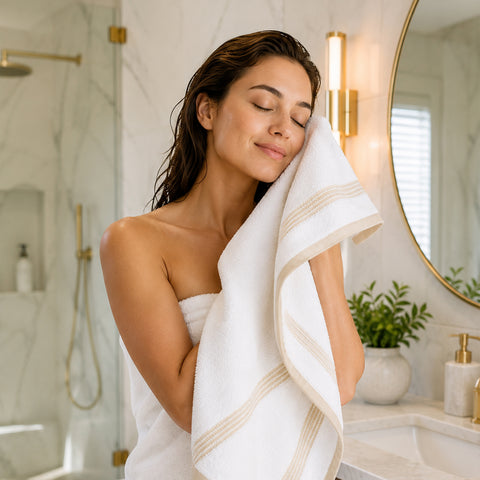 Two-Tone Zero-Twist 100% Cotton 6-Piece Bathroom Towel Set Soft, Absorbent & Quick-Drying Bath Towels | Available in Multiple Colors
