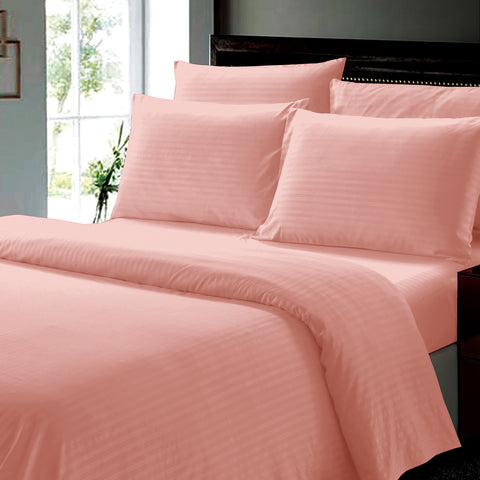 Wrinkle Resistant Dobby Stripe Bed Sheet Set – Ultra Soft 100% Polyester Sheets | Silky Smooth All-Season Bedding with Deep Pockets & Pillowcases (Twin–King)