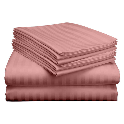 Wrinkle Resistant Dobby Stripe Bed Sheet Set – Ultra Soft 100% Polyester Sheets | Silky Smooth All-Season Bedding with Deep Pockets & Pillowcases (Twin–King)