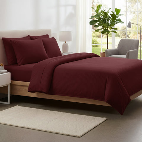 Wrinkle Resistant Dobby Stripe Bed Sheet Set – Ultra Soft 100% Polyester Sheets | Silky Smooth All-Season Bedding with Deep Pockets & Pillowcases (Twin–King)