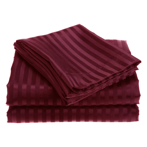 Wrinkle Resistant Dobby Stripe Bed Sheet Set – Ultra Soft 100% Polyester Sheets | Silky Smooth All-Season Bedding with Deep Pockets & Pillowcases (Twin–King)