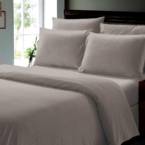 Wrinkle Resistant Dobby Stripe Bed Sheet Set – Ultra Soft 100% Polyester Sheets | Silky Smooth All-Season Bedding with Deep Pockets & Pillowcases (Twin–King)