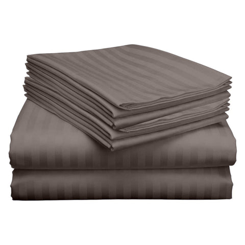 Wrinkle Resistant Dobby Stripe Bed Sheet Set – Ultra Soft 100% Polyester Sheets | Silky Smooth All-Season Bedding with Deep Pockets & Pillowcases (Twin–King)