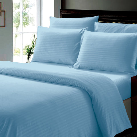 Wrinkle Resistant Dobby Stripe Bed Sheet Set – Ultra Soft 100% Polyester Sheets | Silky Smooth All-Season Bedding with Deep Pockets & Pillowcases (Twin–King)