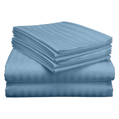 Wrinkle Resistant Dobby Stripe Bed Sheet Set – Ultra Soft 100% Polyester Sheets | Silky Smooth All-Season Bedding with Deep Pockets & Pillowcases (Twin–King)