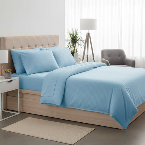 Wrinkle Resistant Dobby Stripe Bed Sheet Set – Ultra Soft 100% Polyester Sheets | Silky Smooth All-Season Bedding with Deep Pockets & Pillowcases (Twin–King)