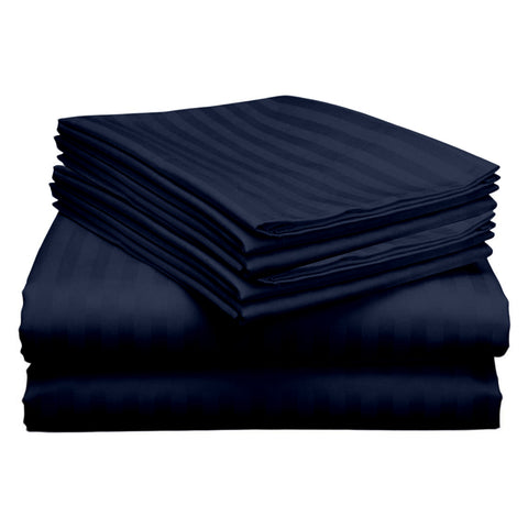 Wrinkle Resistant Dobby Stripe Bed Sheet Set – Ultra Soft 100% Polyester Sheets | Silky Smooth All-Season Bedding with Deep Pockets & Pillowcases (Twin–King)