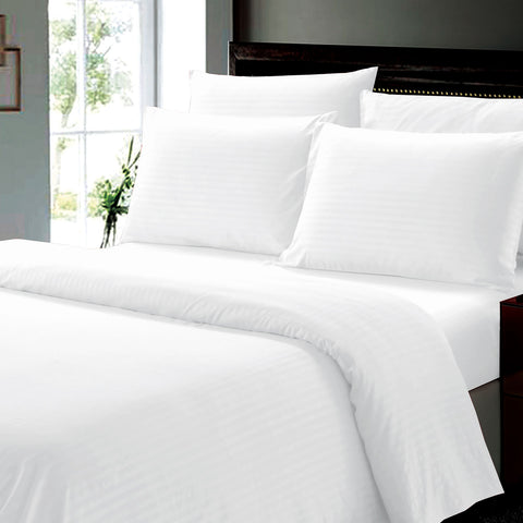 Wrinkle Resistant Dobby Stripe Bed Sheet Set – Ultra Soft 100% Polyester Sheets | Silky Smooth All-Season Bedding with Deep Pockets & Pillowcases (Twin–King)