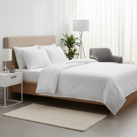 Wrinkle Resistant Dobby Stripe Bed Sheet Set – Ultra Soft 100% Polyester Sheets | Silky Smooth All-Season Bedding with Deep Pockets & Pillowcases (Twin–King)