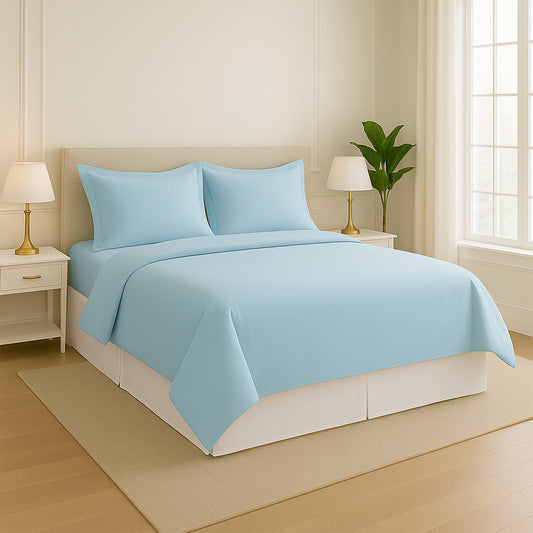 Ultra Cozy 100% Cotton 4-Piece Bed Sheet Set – Soft & Breathable Sheets w/ Deep Pocket Fitted Sheet + Pillowcases - Lightweight, Machine Washable, All Season Vibes