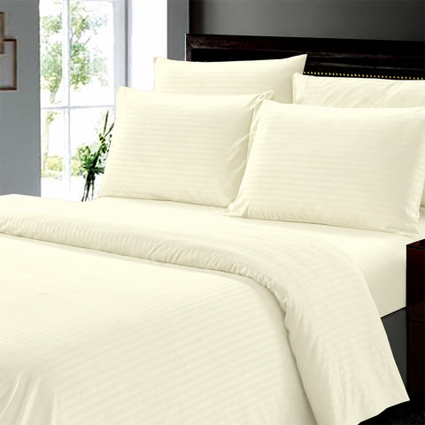 Wrinkle Resistant Dobby Stripe Bed Sheet Set – Ultra Soft 100% Polyester Sheets | Silky Smooth All-Season Bedding with Deep Pockets & Pillowcases (Twin–King)