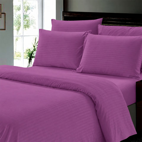 Wrinkle Resistant Dobby Stripe Bed Sheet Set – Ultra Soft 100% Polyester Sheets | Silky Smooth All-Season Bedding with Deep Pockets & Pillowcases (Twin–King)